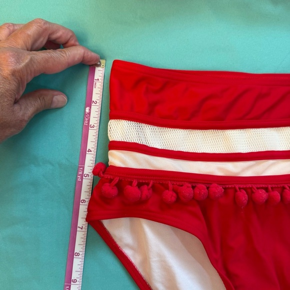 Coco ship Red pom Pom Bikini Set size 4 with mesh woman’s - Picture 8 of 11